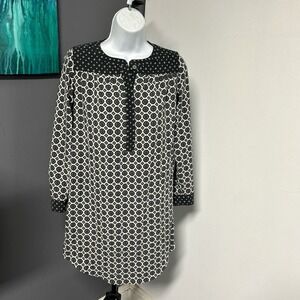 Ann Taylor Loft‎ Women's XXSP Tunic Top 1/4 Button Long Sleeve Geometric Print